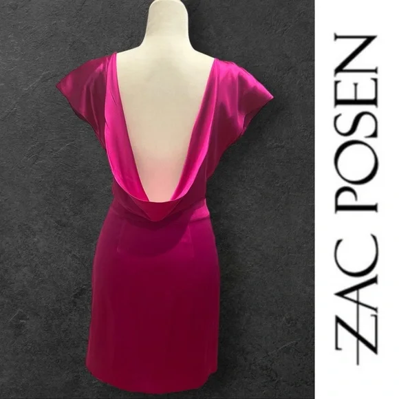 Zac Posen Magenta Silk Keyhole Mini Dress, Size 4, MSRP $1375 - Picture 5 of 10